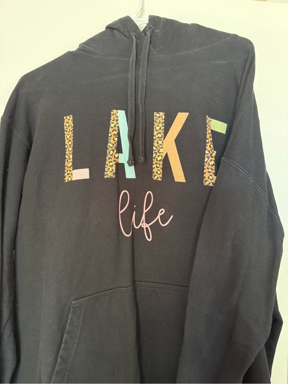 Black "LAKE life" Graphic Hoodie